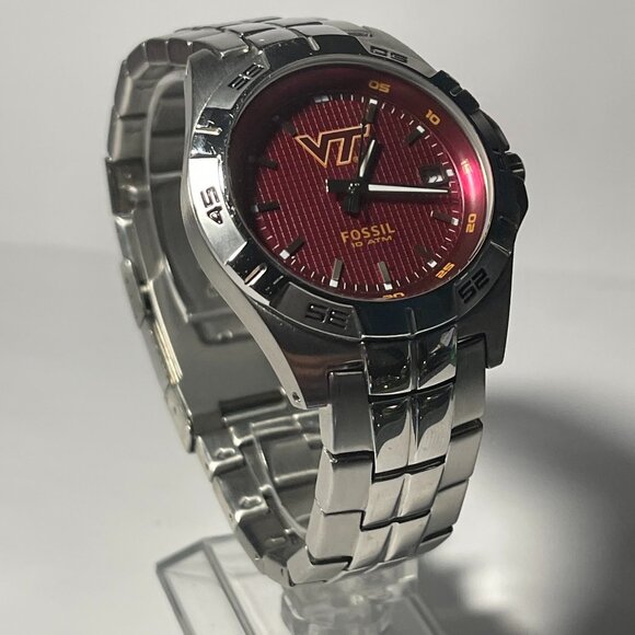 Virginia Tech Hokies NCAA Stainless-Steel Men's Watch by Fossil NEW (RARE) - Picture 3 of 6